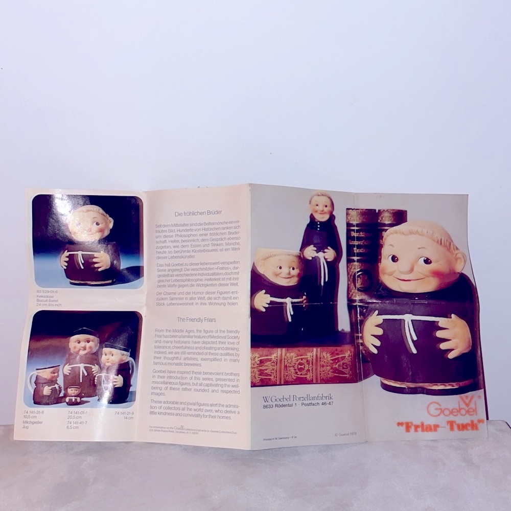 Vintage Goebel Friar Tuck Creamer & Sugar Hummel Figurines Original Pamphlet EUC - Picture 15 of 16